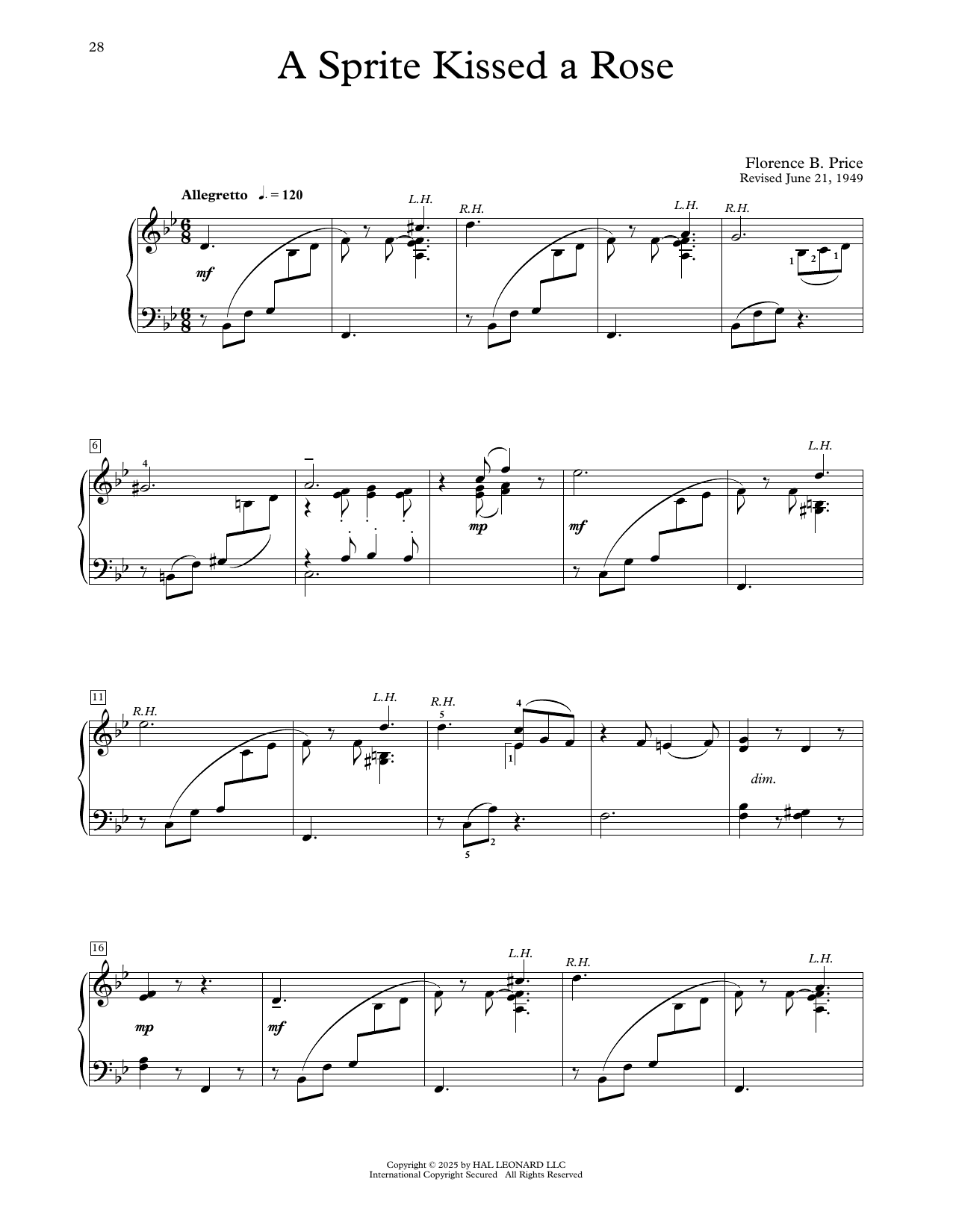 Florence Price A Sprite Kissed A Rose Sheet Music Notes & Chords for Educational Piano - Download or Print PDF