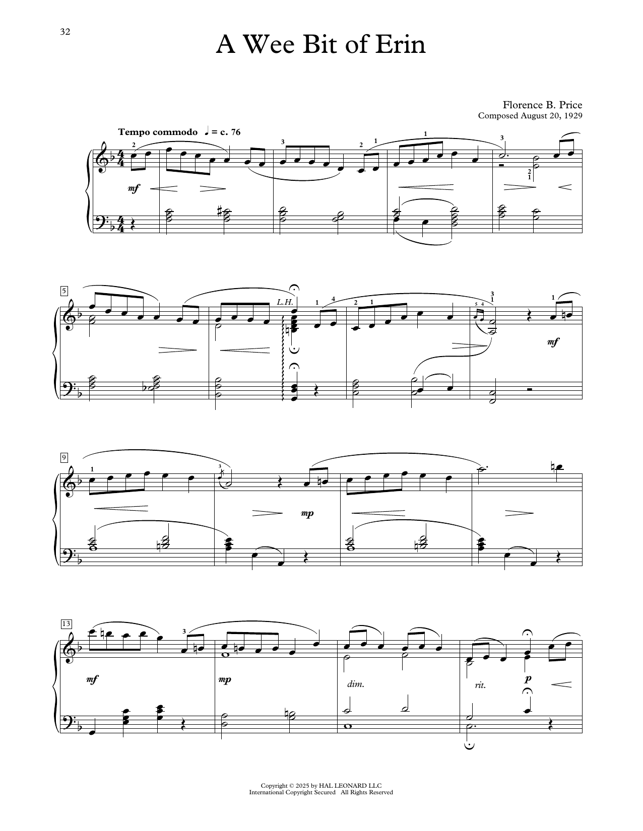 Florence Price A Wee Bit Of Erin Sheet Music Notes & Chords for Educational Piano - Download or Print PDF