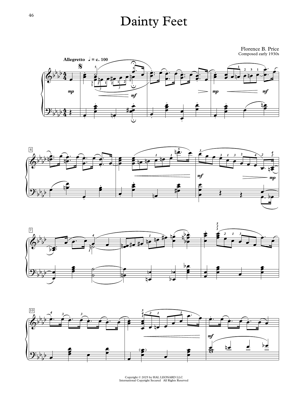 Florence Price Dainty Feet Sheet Music Notes & Chords for Educational Piano - Download or Print PDF