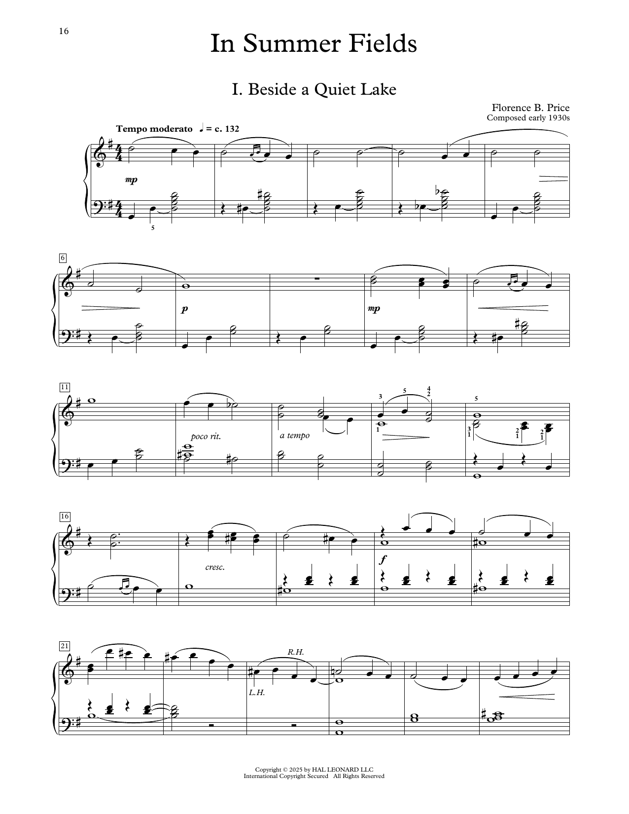 Florence Price In Summer Fields Sheet Music Notes & Chords for Educational Piano - Download or Print PDF