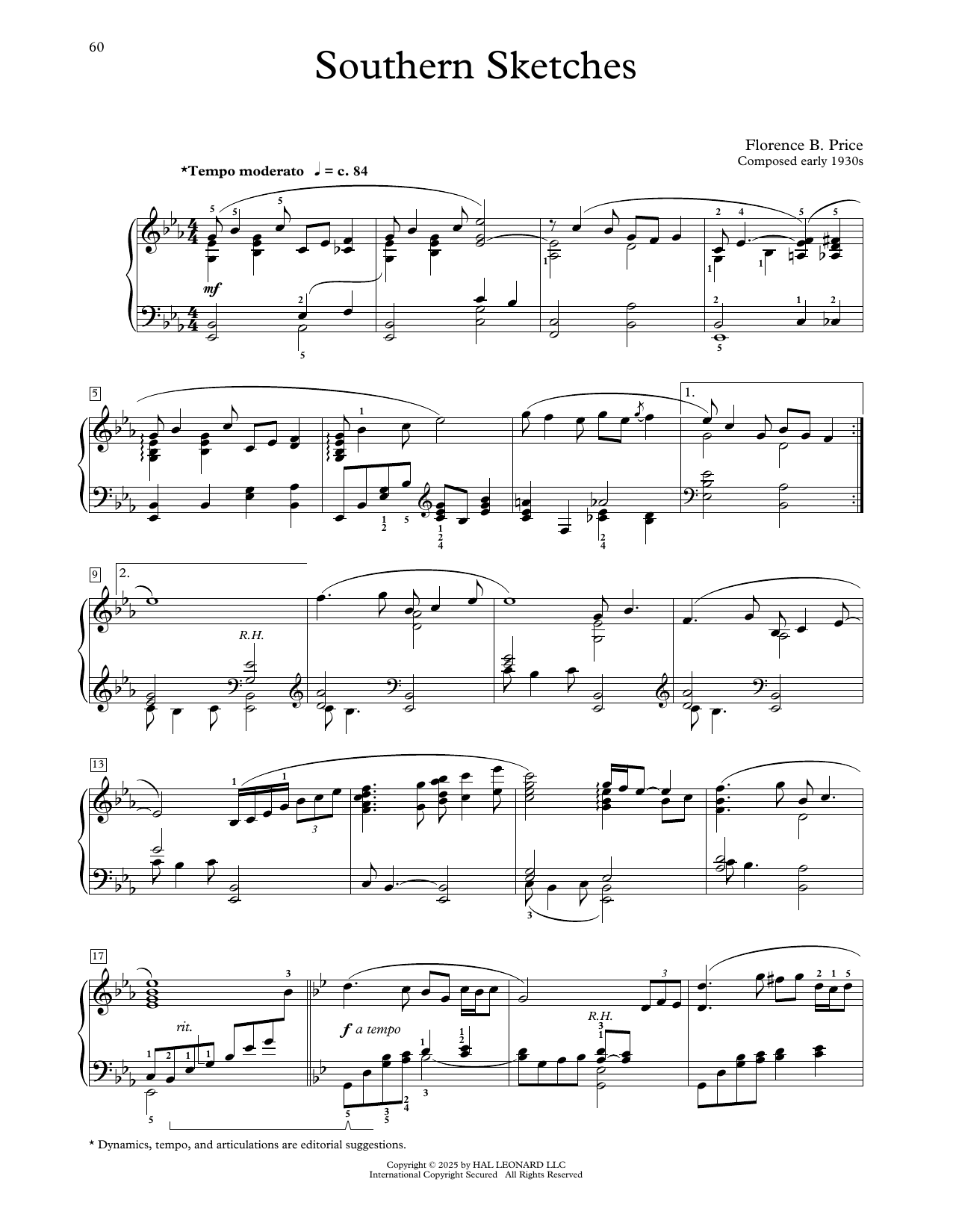 Florence Price Southern Sketches Sheet Music Notes & Chords for Educational Piano - Download or Print PDF