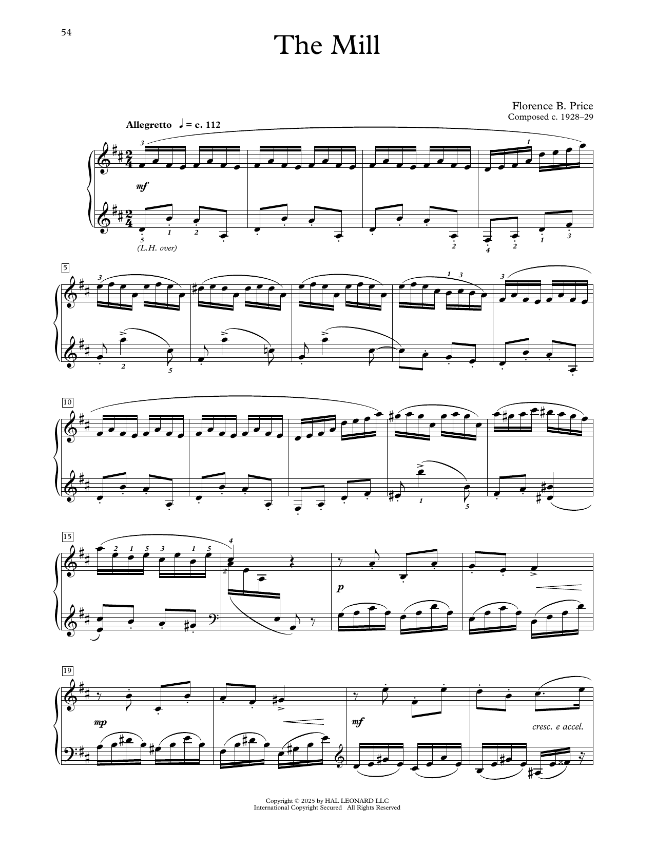 Florence Price The Mill Sheet Music Notes & Chords for Educational Piano - Download or Print PDF