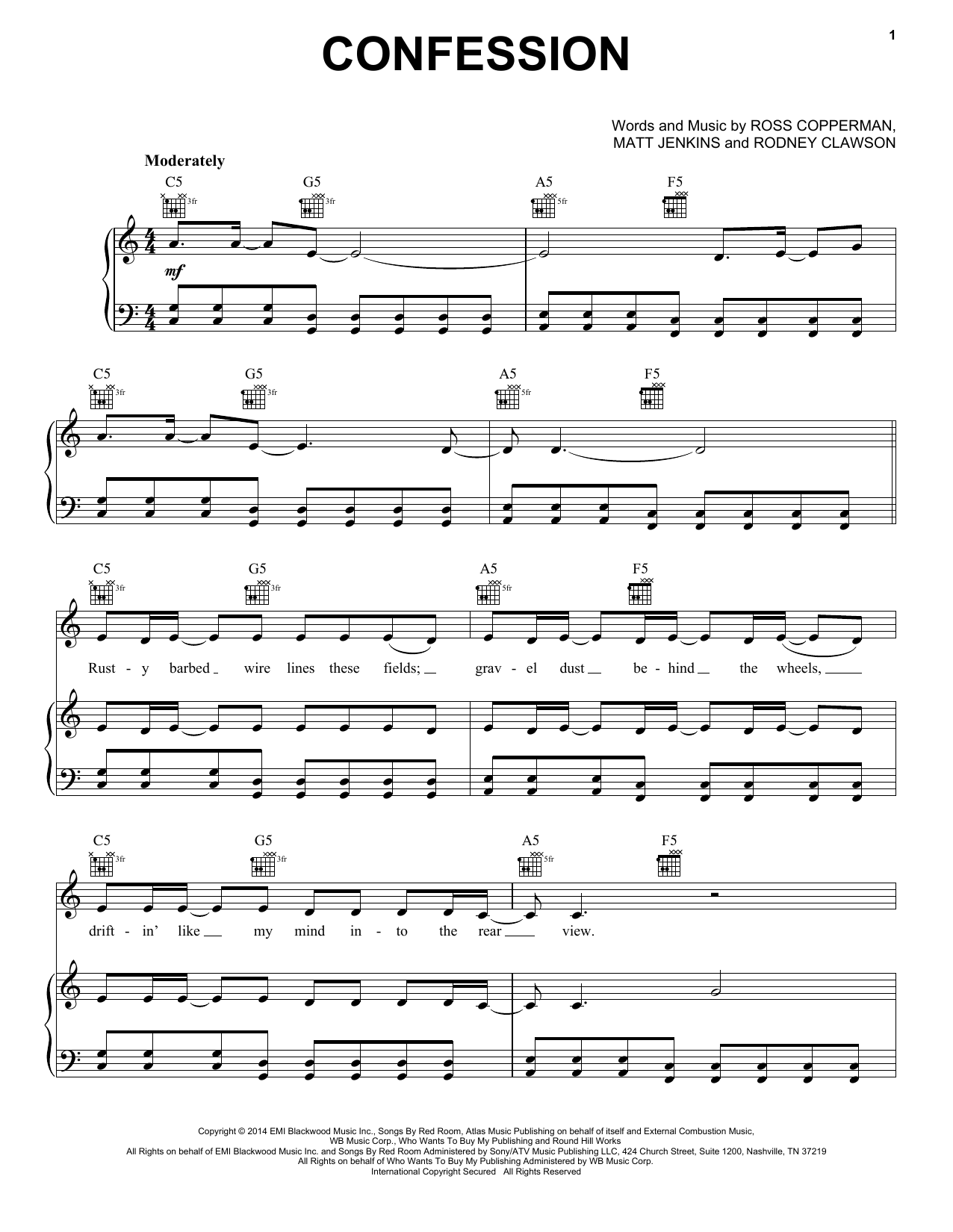 Florida Georgia Line Confession Sheet Music Notes & Chords for Piano, Vocal & Guitar (Right-Hand Melody) - Download or Print PDF