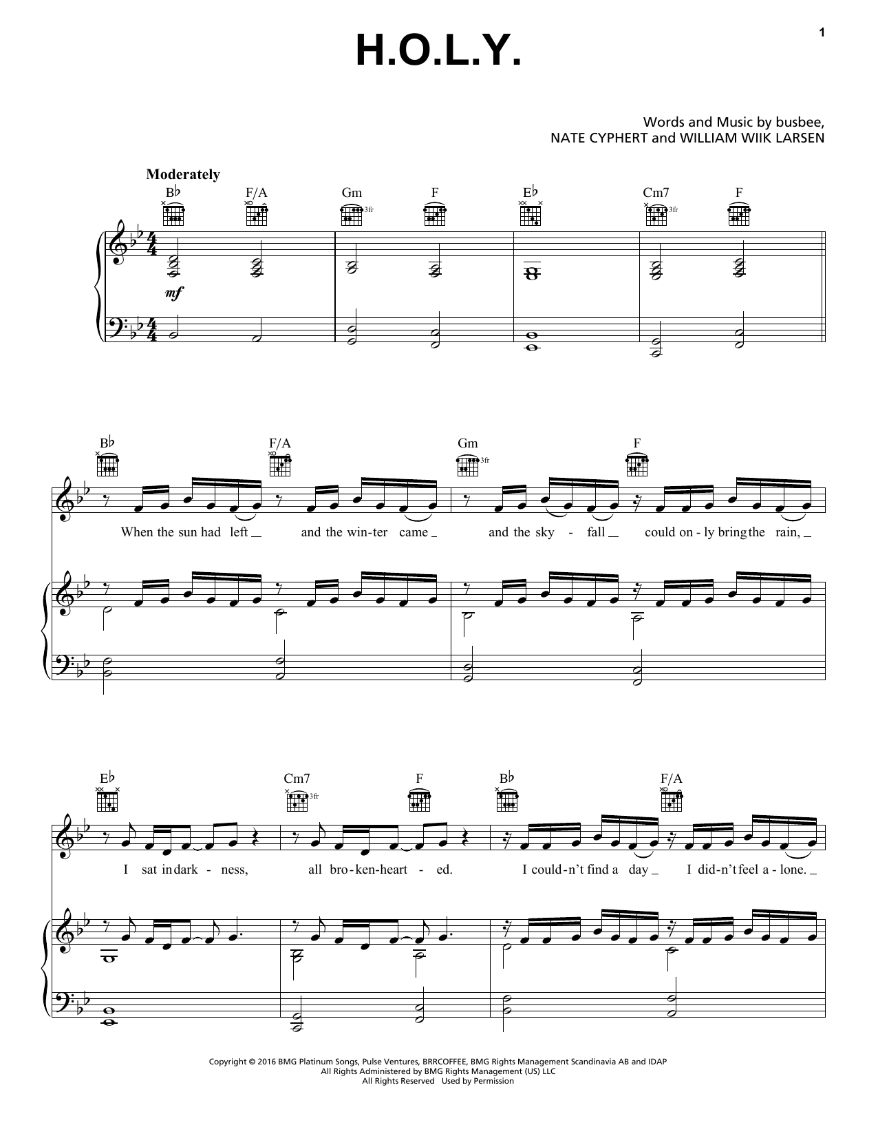 Florida Georgia Line H.O.L.Y. Sheet Music Notes & Chords for Easy Piano - Download or Print PDF