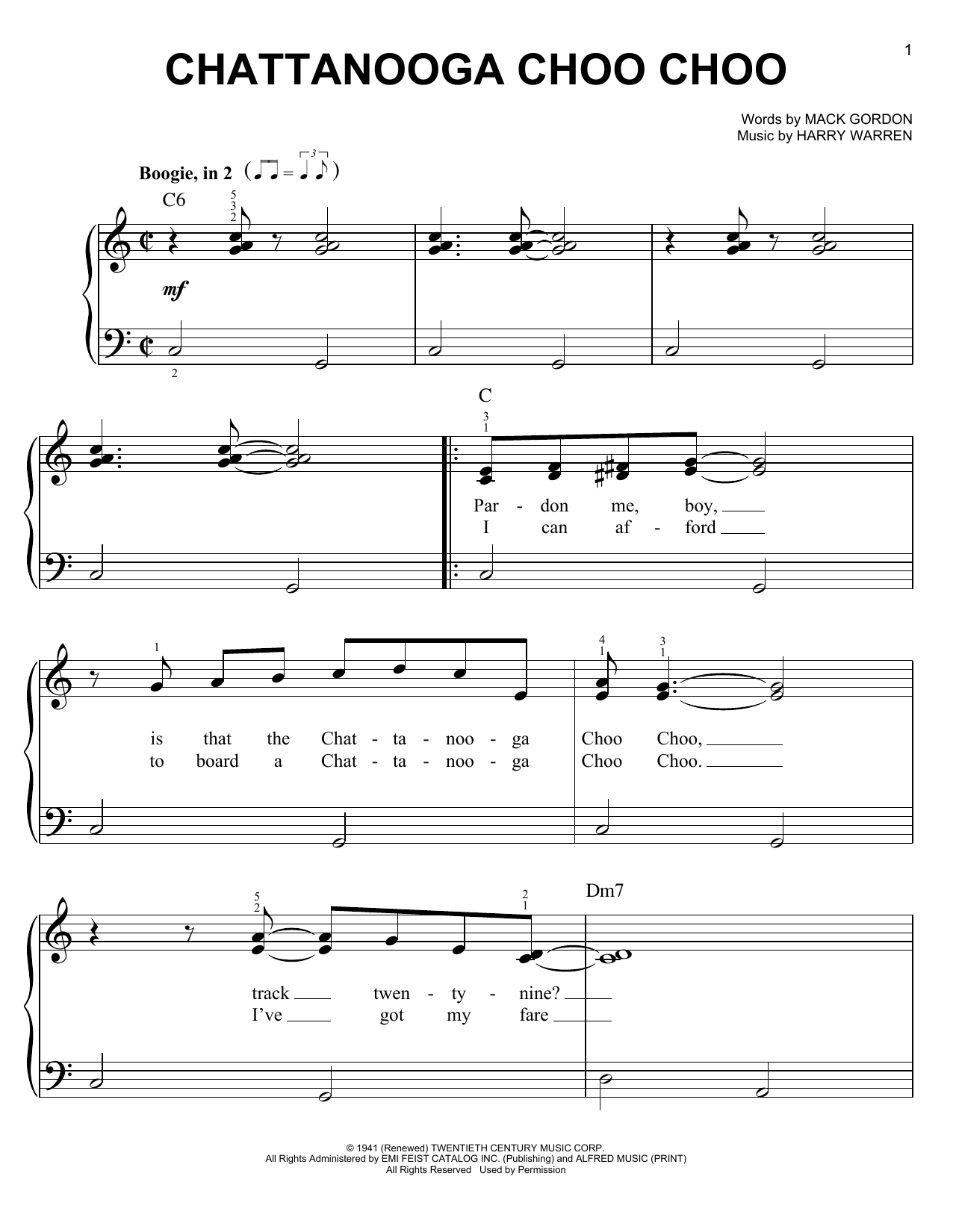 Floyd Cramer Chattanooga Choo Choo Sheet Music Notes & Chords for Easy Piano - Download or Print PDF