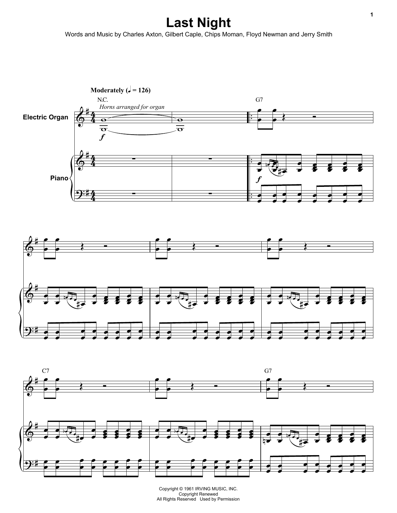 Floyd Newman Last Night Sheet Music Notes & Chords for Keyboard Transcription - Download or Print PDF