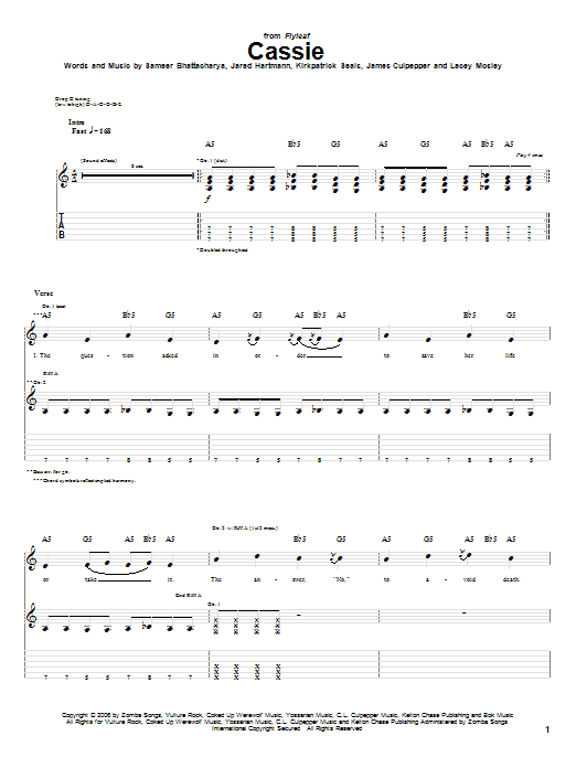 Flyleaf Cassie Sheet Music Notes & Chords for Guitar Tab - Download or Print PDF