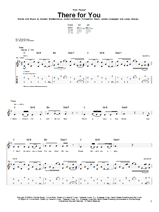 Flyleaf There For You Sheet Music Notes & Chords for Guitar Tab - Download or Print PDF