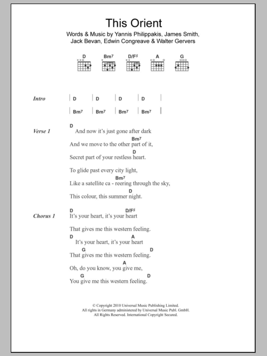 Foals This Orient Sheet Music Notes & Chords for Lyrics & Chords - Download or Print PDF