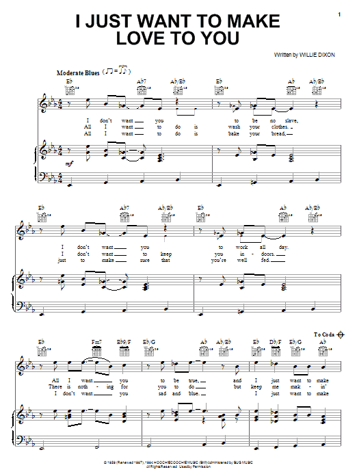 Foghat I Just Want To Make Love To You Sheet Music Notes & Chords for Piano Transcription - Download or Print PDF