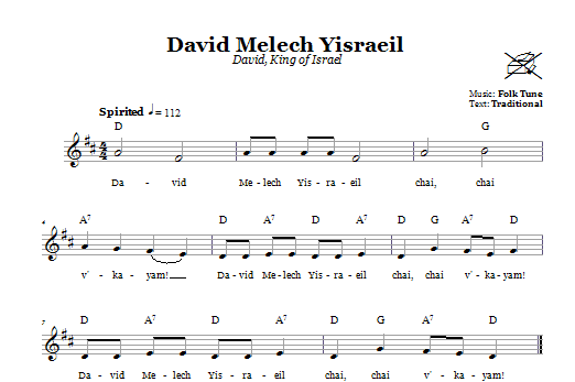 Folk Tune David Melech Yisraeil (David, King Of Israel) Sheet Music Notes & Chords for Melody Line, Lyrics & Chords - Download or Print PDF