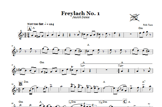 Folk Tune Freylach No. 1 (Jewish Dance) Sheet Music Notes & Chords for Melody Line, Lyrics & Chords - Download or Print PDF