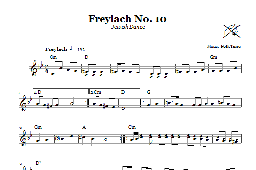 Folk Tune Freylach No. 10 (Jewish Dance) Sheet Music Notes & Chords for Melody Line, Lyrics & Chords - Download or Print PDF