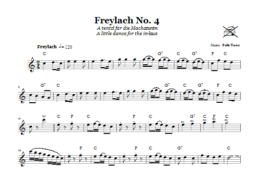 Folk Tune Freylach No. 4 (A Tentzl Far Die Machantunim (A Little Dance For The In-Laws)) Sheet Music Notes & Chords for Melody Line, Lyrics & Chords - Download or Print PDF