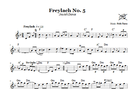 Folk Tune Freylach No. 5 (Jewish Dance) Sheet Music Notes & Chords for Melody Line, Lyrics & Chords - Download or Print PDF