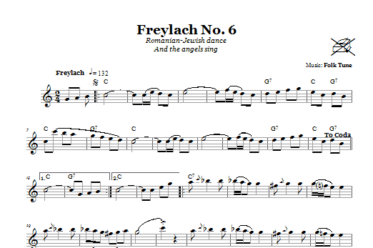 Folk Tune Freylach No. 6 (Romanian-Jewish Dance (And The Angels Sing)) Sheet Music Notes & Chords for Melody Line, Lyrics & Chords - Download or Print PDF