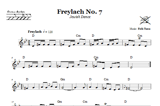 Folk Tune Freylach No. 7 (Jewish Dance) Sheet Music Notes & Chords for Melody Line, Lyrics & Chords - Download or Print PDF