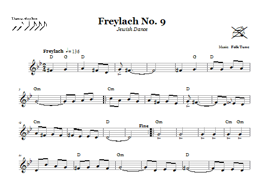 Folk Tune Freylach No. 9 (Jewish Dance) Sheet Music Notes & Chords for Melody Line, Lyrics & Chords - Download or Print PDF