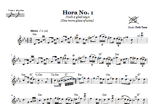 Folk Tune Hora No. 1 (Noch A Glezl Vayn (One More Glass Of Wine)) Sheet Music Notes & Chords for Melody Line, Lyrics & Chords - Download or Print PDF