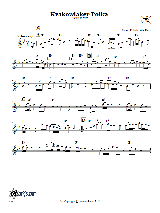 Folk Tune Krakowiaker Polka (A Polish Tune) Sheet Music Notes & Chords for Melody Line, Lyrics & Chords - Download or Print PDF