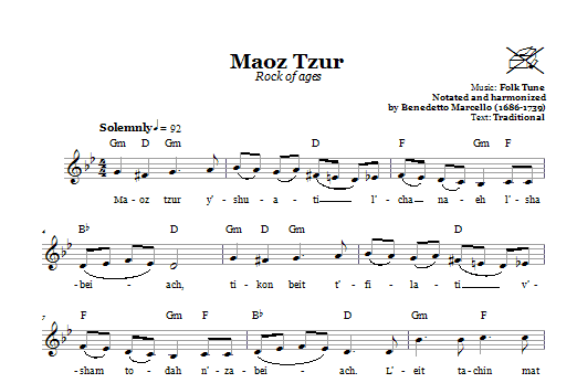 Folk Tune Maoz Tzur (Rock Of Ages) Sheet Music Notes & Chords for Melody Line, Lyrics & Chords - Download or Print PDF
