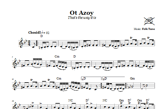 Folk Tune Ot Azoy (That's The Way It Is) Sheet Music Notes & Chords for Melody Line, Lyrics & Chords - Download or Print PDF