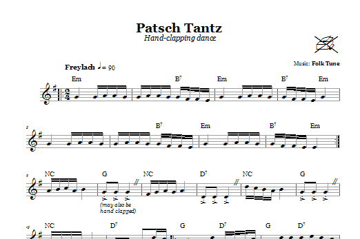 Folk Tune Patsch Tantz (Hand-Clapping Dance) Sheet Music Notes & Chords for Melody Line, Lyrics & Chords - Download or Print PDF