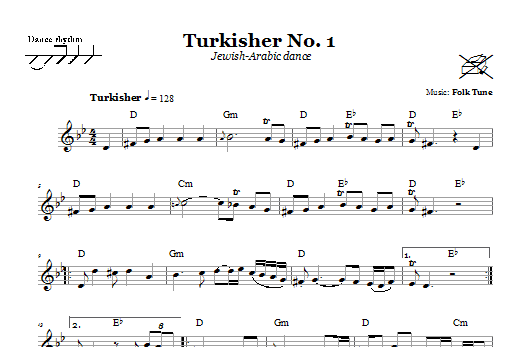 Folk Tune Turkisher No. 1 (Jewish-Arabic Dance) Sheet Music Notes & Chords for Melody Line, Lyrics & Chords - Download or Print PDF