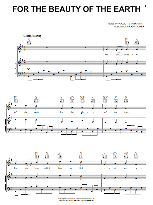 Folliot S. Pierpoint For The Beauty Of The Earth Sheet Music Notes & Chords for Guitar Tab - Download or Print PDF