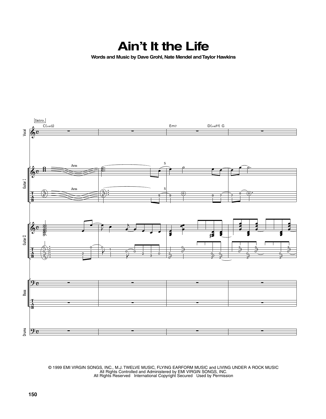 Foo Fighters Ain't It The Life Sheet Music Notes & Chords for Transcribed Score - Download or Print PDF