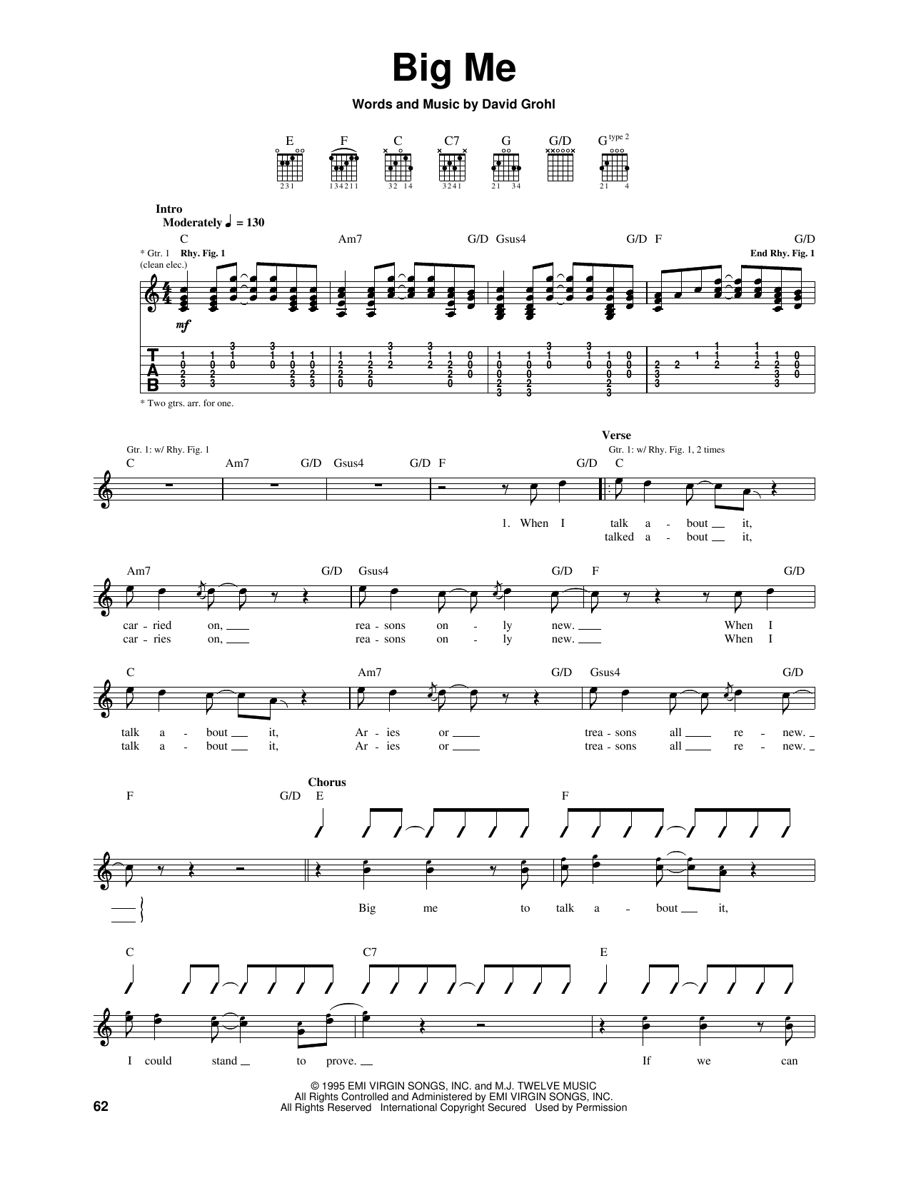 Foo Fighters Big Me Sheet Music Notes & Chords for Bass Guitar Tab - Download or Print PDF