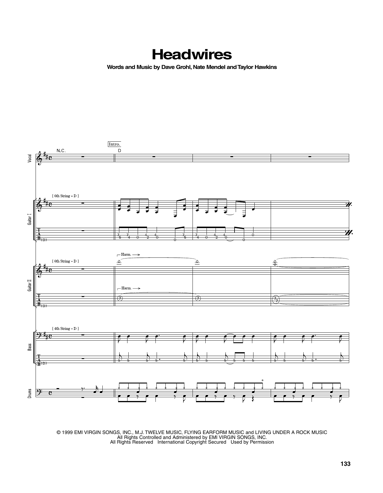 Foo Fighters Headwires Sheet Music Notes & Chords for Transcribed Score - Download or Print PDF