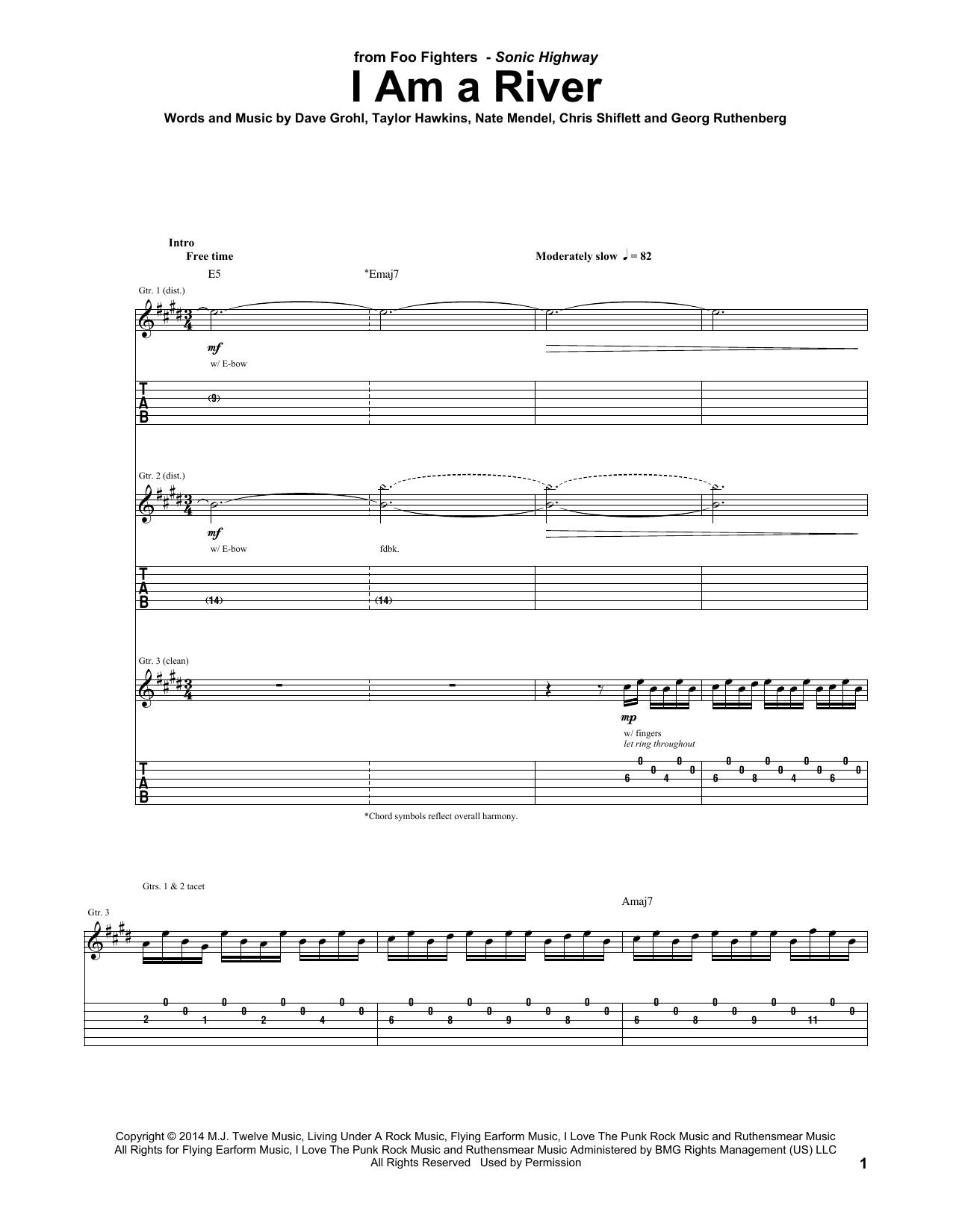 Foo Fighters I Am A River Sheet Music Notes & Chords for Guitar Tab - Download or Print PDF