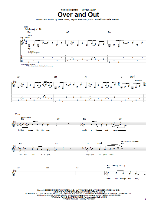 Foo Fighters Over And Out Sheet Music Notes & Chords for Guitar Tab - Download or Print PDF