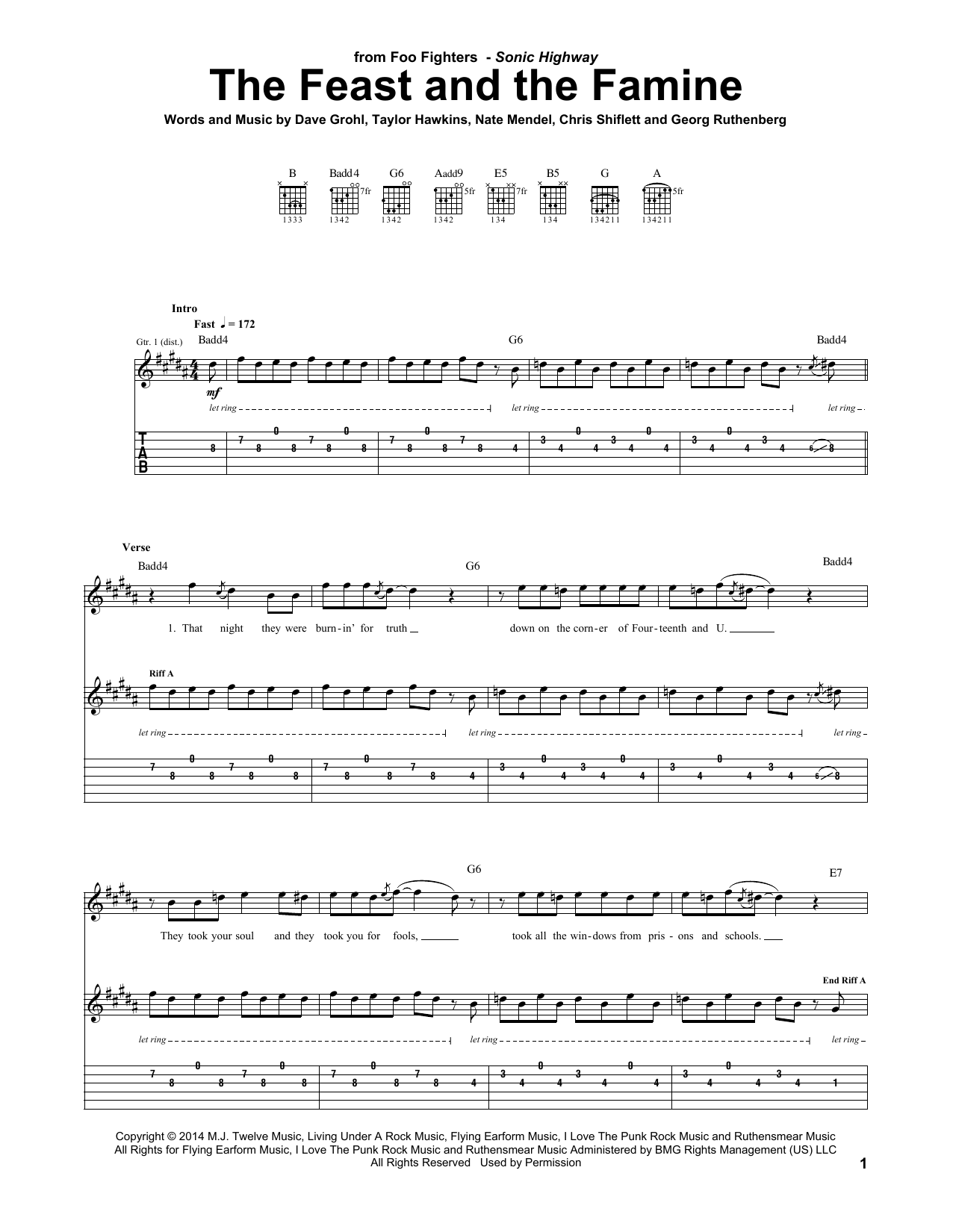 Foo Fighters The Feast And The Famine Sheet Music Notes & Chords for Guitar Tab - Download or Print PDF