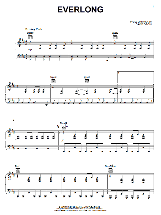 Preview Foo Fighters Everlong Rock sheet music, notes and chords for Bass Guitar Tab, SKU: 72346 Everlong sheet music
