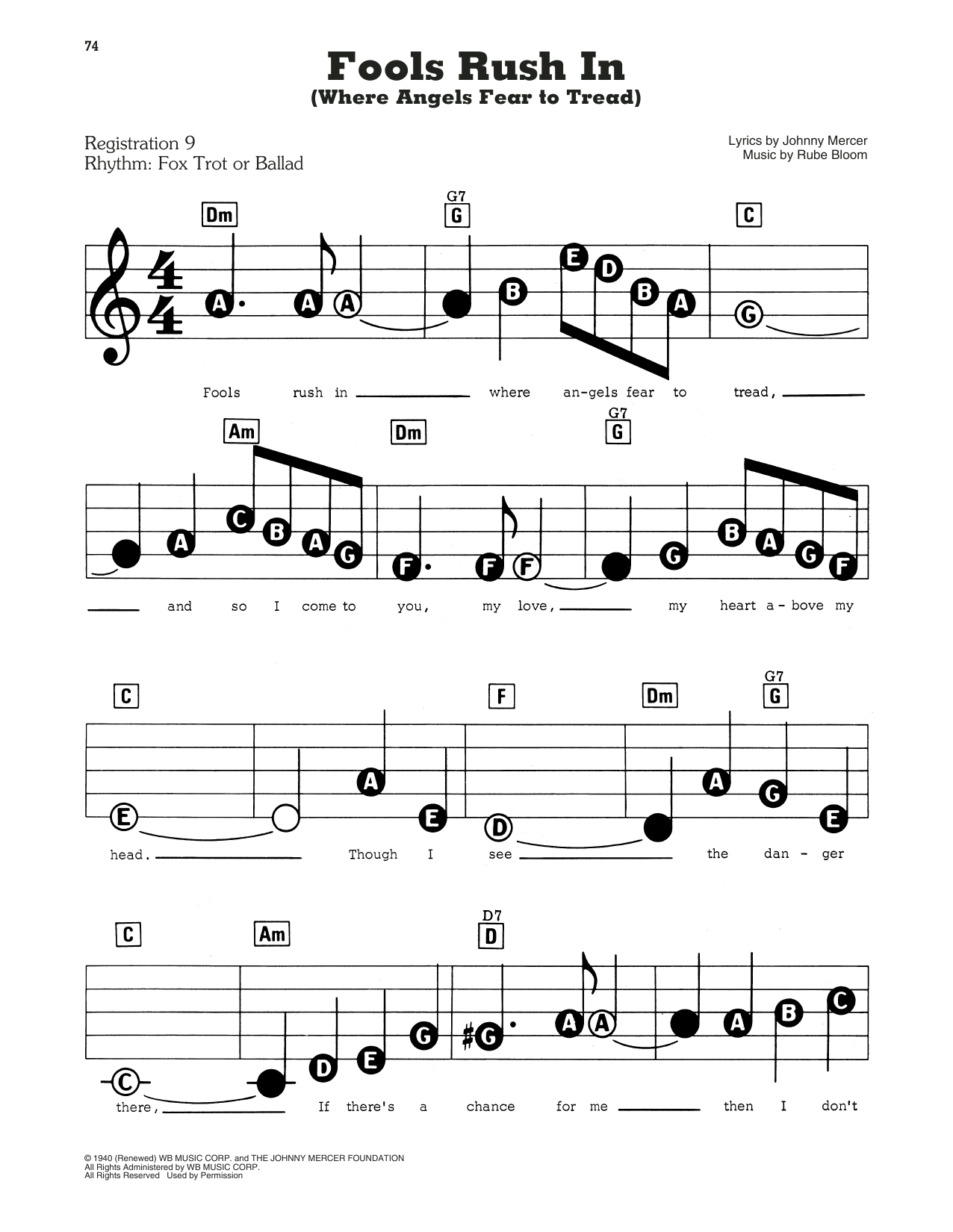Frank Sinatra Fools Rush In Where Angels Fear To Tread Chords