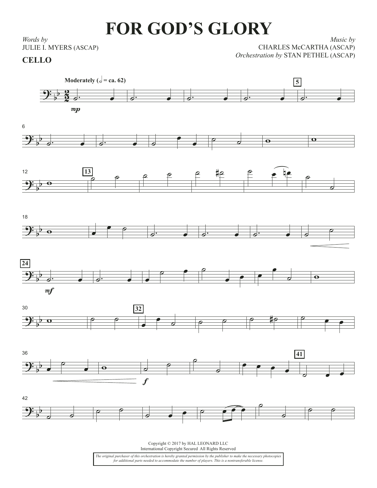 Charles Mccartha For God S Glory Cello Sheet Music Download Pdf Score 370488