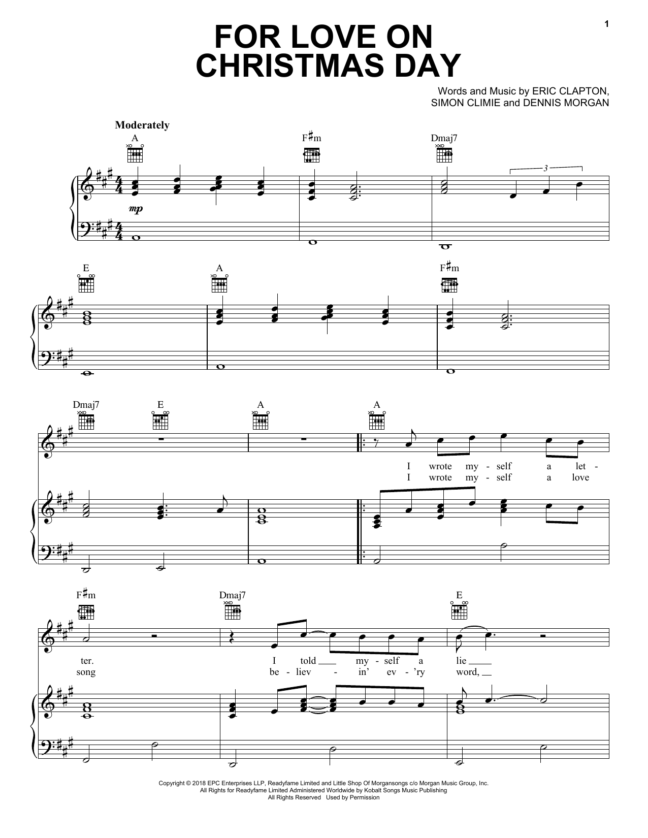 Eric Clapton For Love On Christmas Day Sheet Music Download Pdf Score 403023
