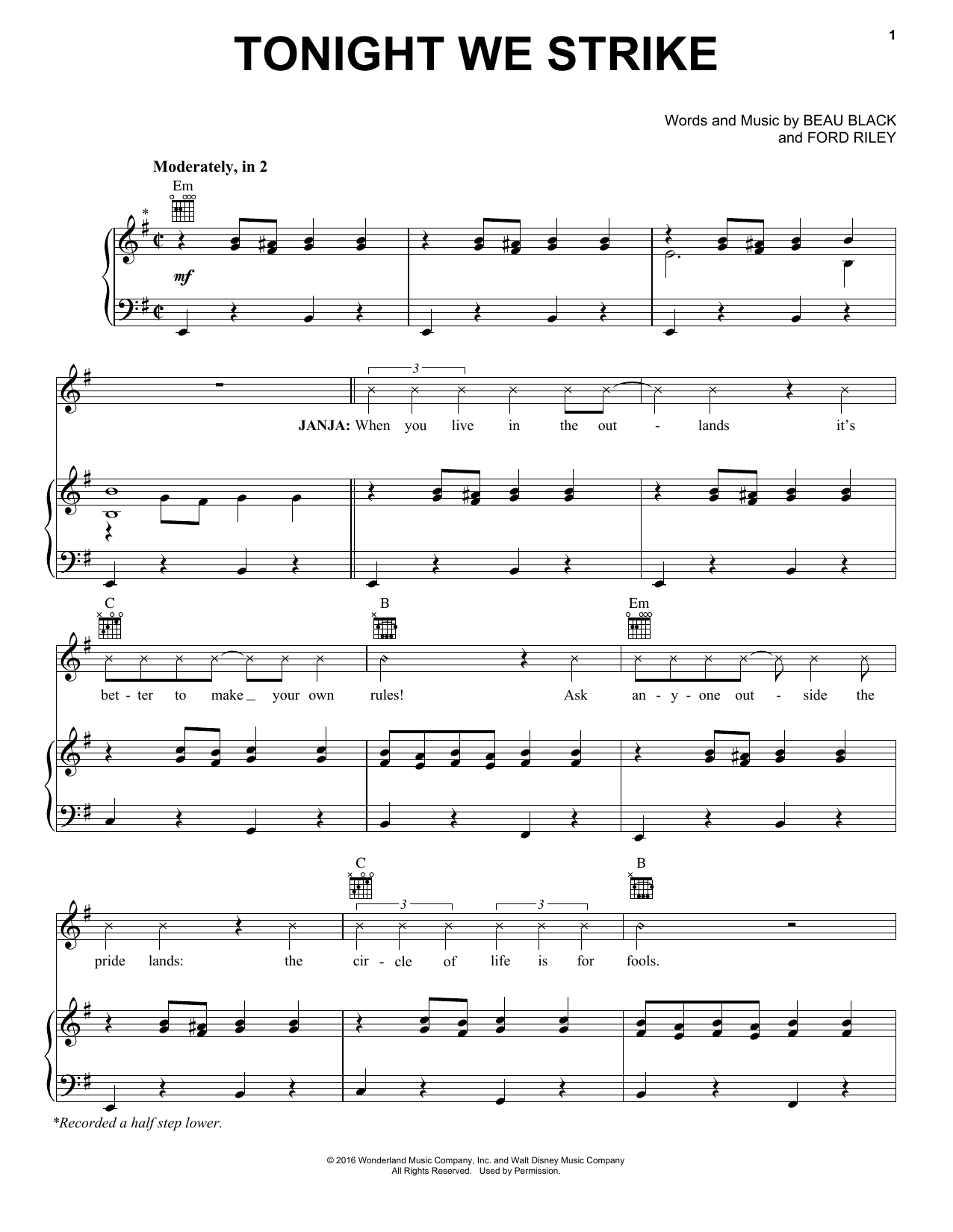 Ford Riley Tonight We Strike Sheet Music Notes & Chords for Piano, Vocal & Guitar (Right-Hand Melody) - Download or Print PDF