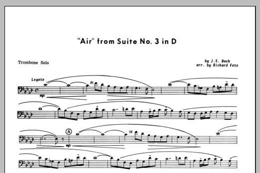 Air From Suite #3 In D - Trombone sheet music