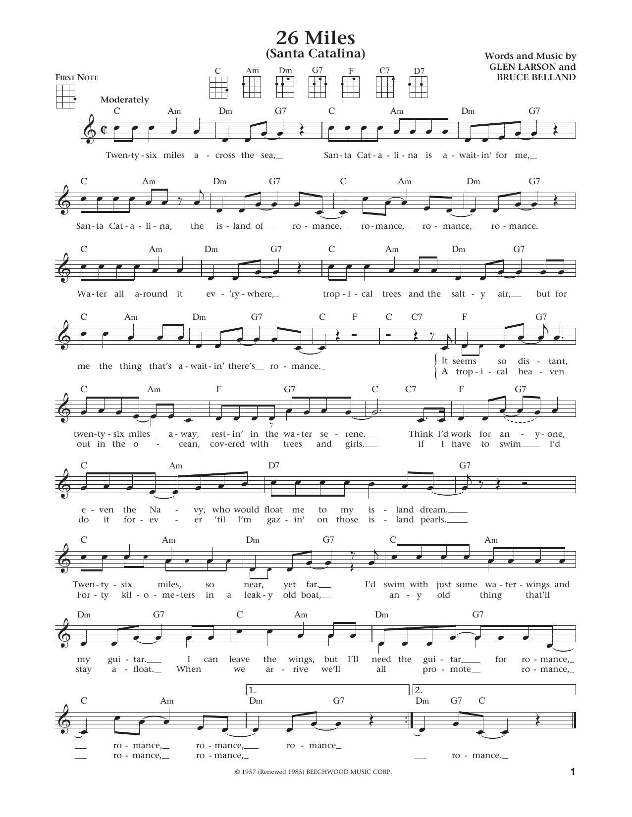 Four Preps 26 Miles (Santa Catalina) (from The Daily Ukulele) (arr. Liz and Jim Beloff) Sheet Music Notes & Chords for Ukulele - Download or Print PDF