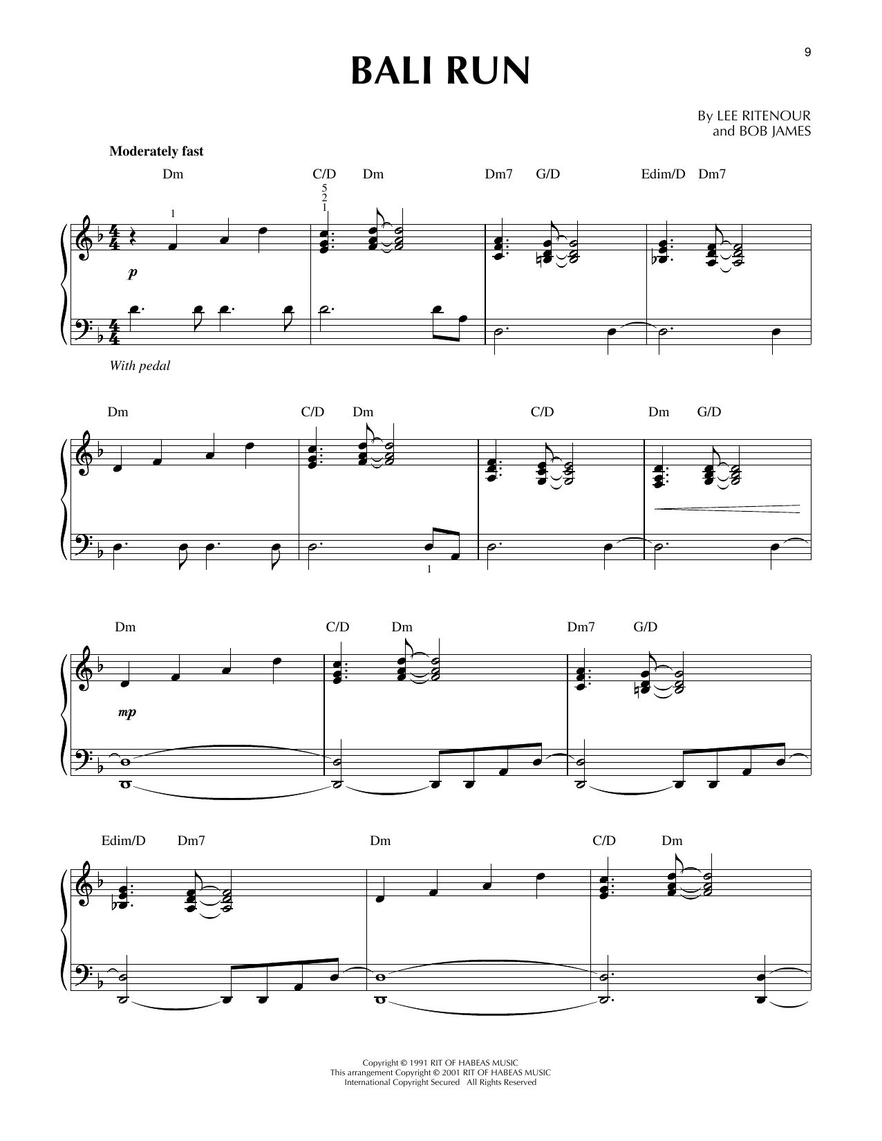 Fourplay Bali Run (arr. Larry Moore) Sheet Music Notes & Chords for Piano Solo - Download or Print PDF