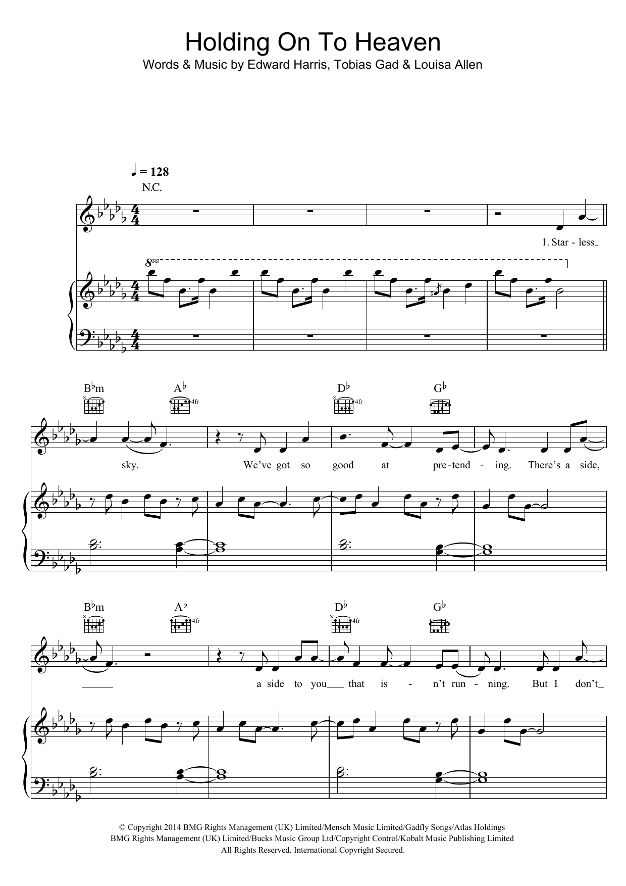 Foxes Holding Onto Heaven Sheet Music Notes & Chords for Piano, Vocal & Guitar (Right-Hand Melody) - Download or Print PDF