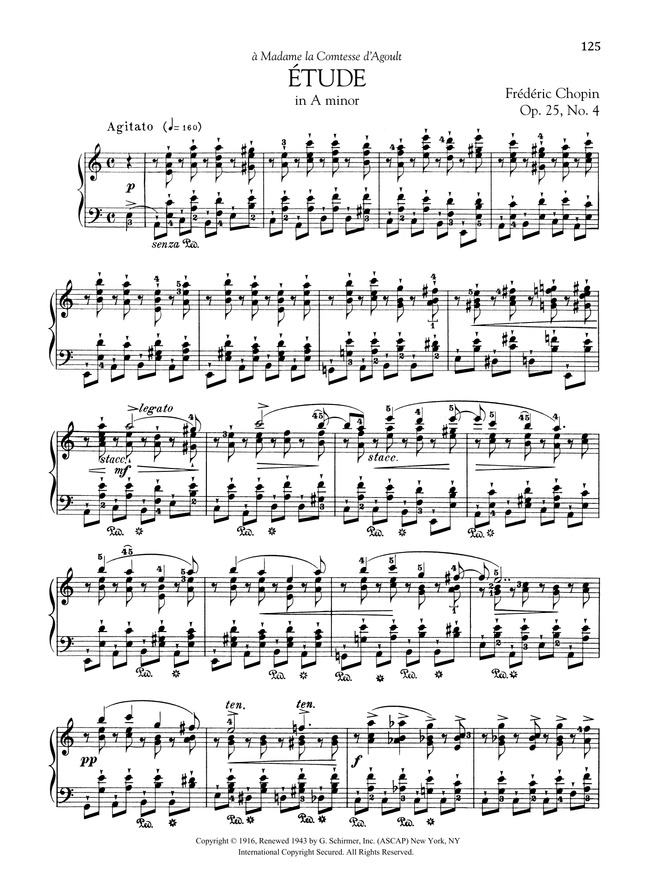 Etude in A minor, Op. 25, No. 4 sheet music