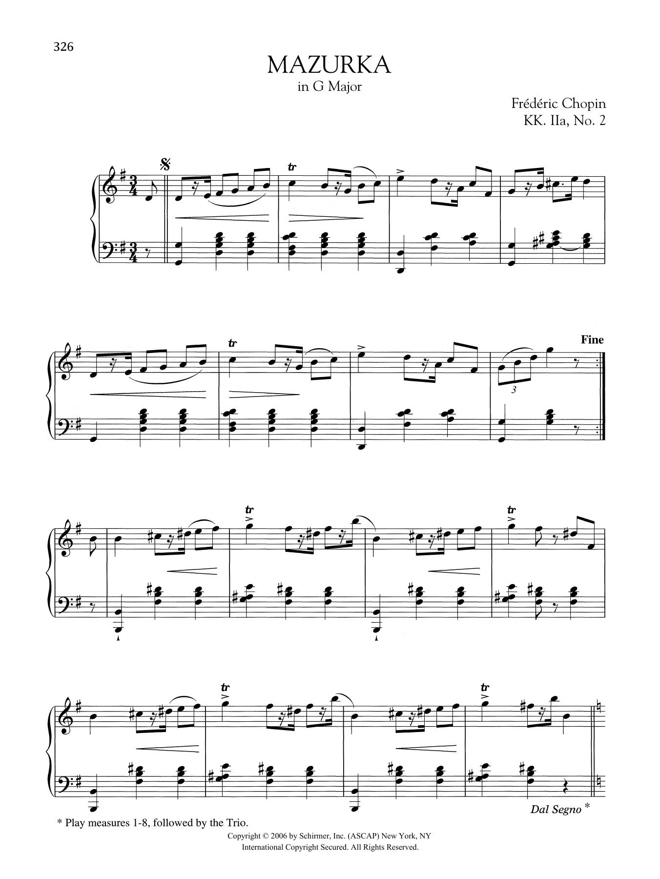 Mazurka in G Major, KK. IIa, No. 2 sheet music