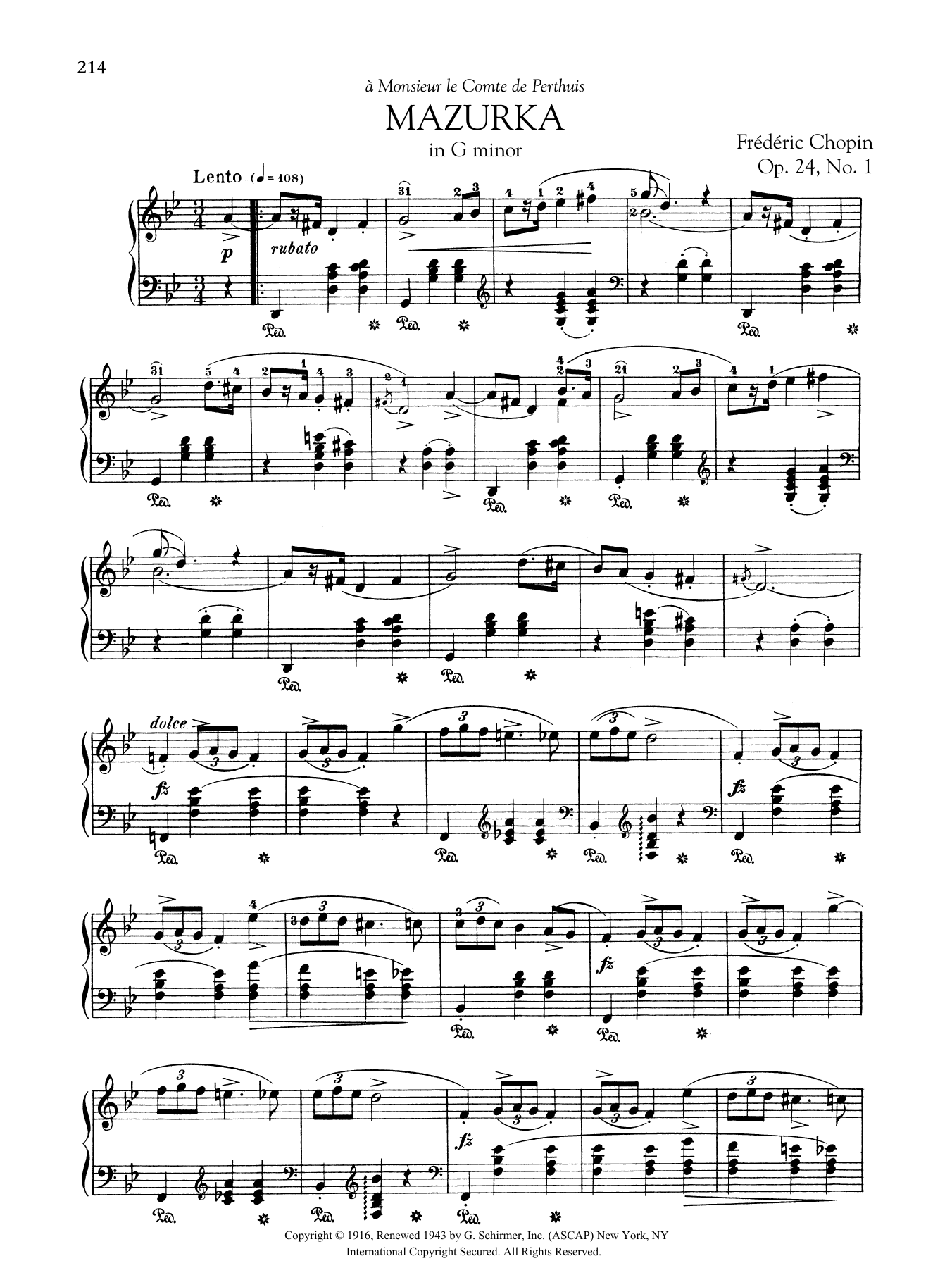 Preview Frédéric Chopin Mazurka in G minor, Op. 24, No. 1 Classical sheet music, notes and chords for Piano Solo, SKU: 349047 Mazurka in G minor, Op. 24, No. 1 sheet music