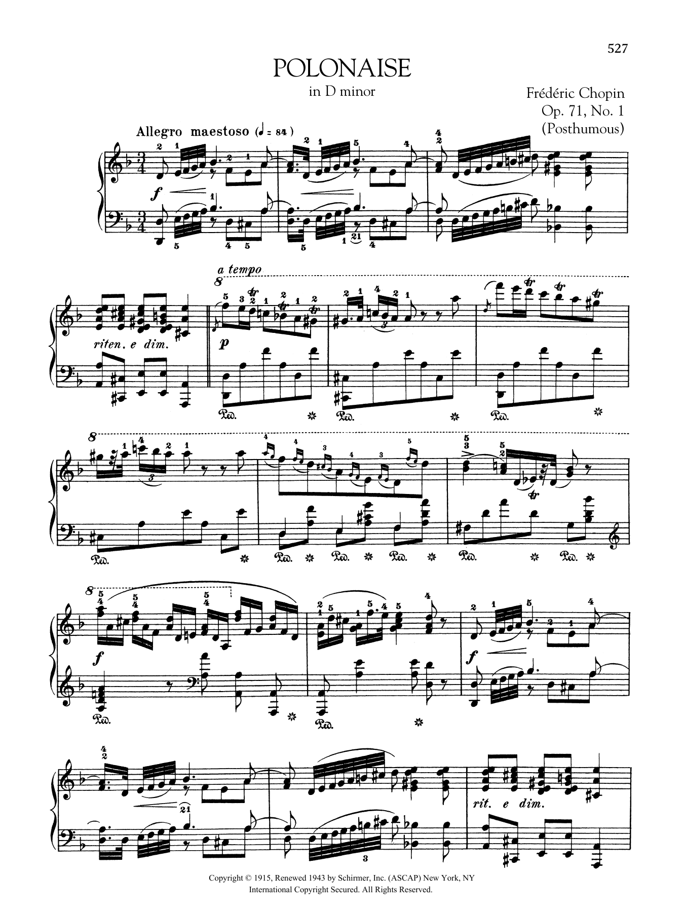 Preview Frédéric Chopin Polonaise in D minor, Op. 71, No. 1 (Posthumous) Classical sheet music, notes and chords for Piano Solo, SKU: 349218 Polonaise in D minor, Op. 71, No. 1 (Posthumous) sheet music