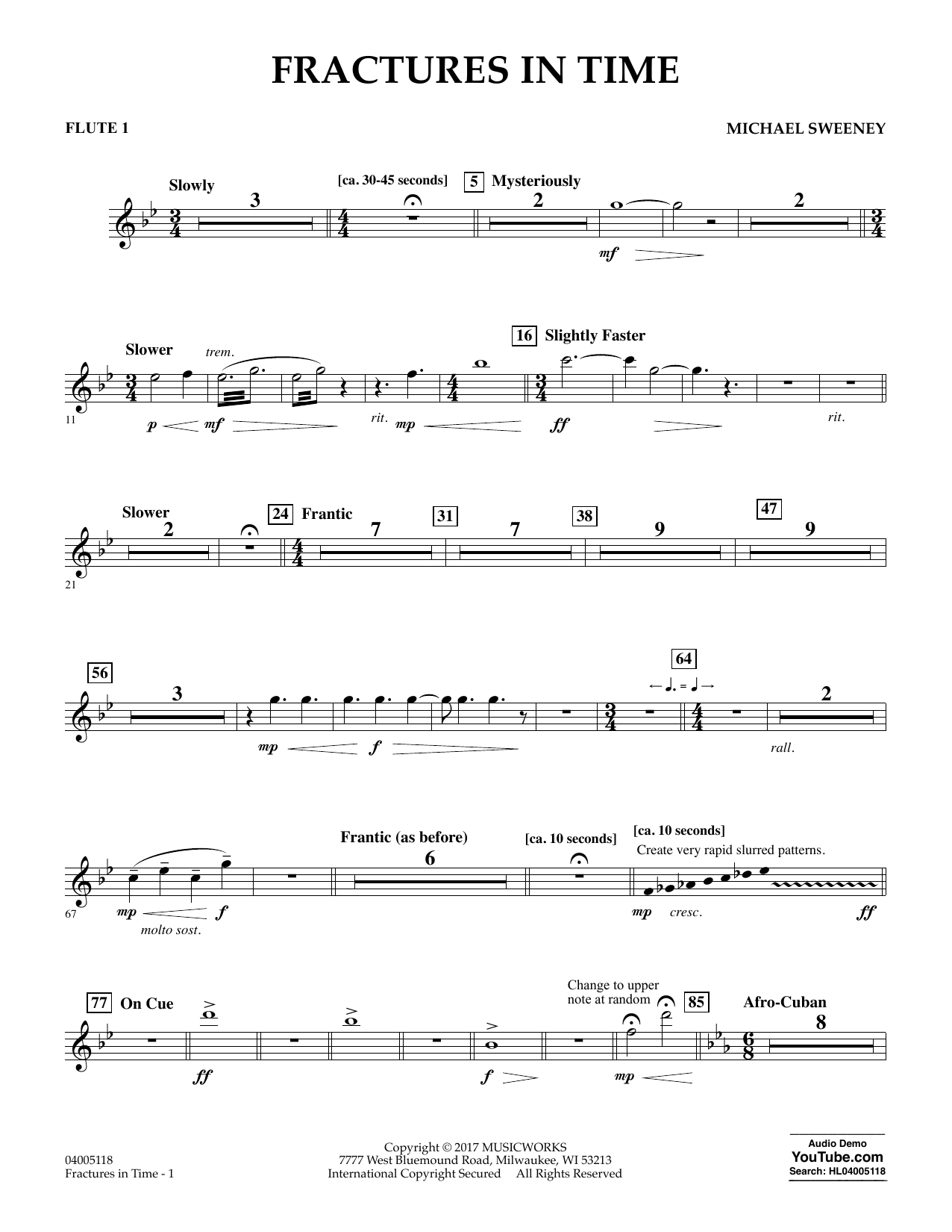 Michael Sweeney Fractures In Time Flute 1 Chords Sheet Music