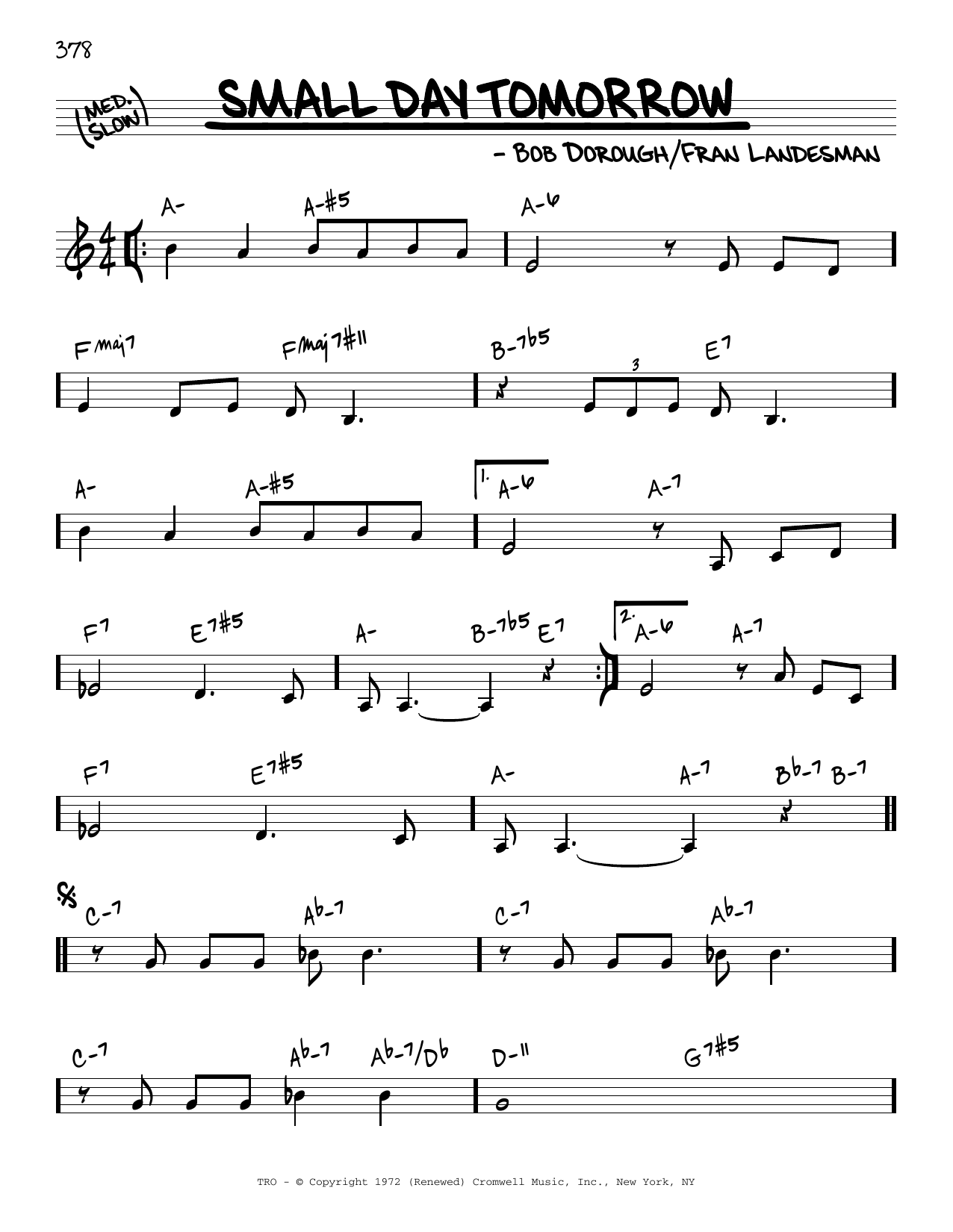 Fran Landesman Small Day Tomorrow Sheet Music Notes & Chords for Real Book – Melody & Chords - Download or Print PDF